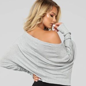 Fashion Nova Off With His Head Top in Heather Gray